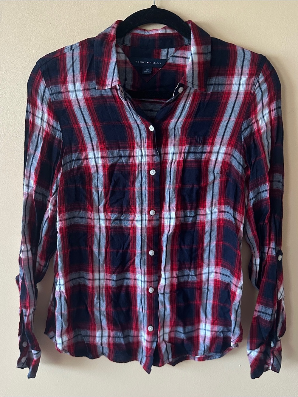 Tommy Hilfiger Red & Black Flannel Button-Up Women’s Small